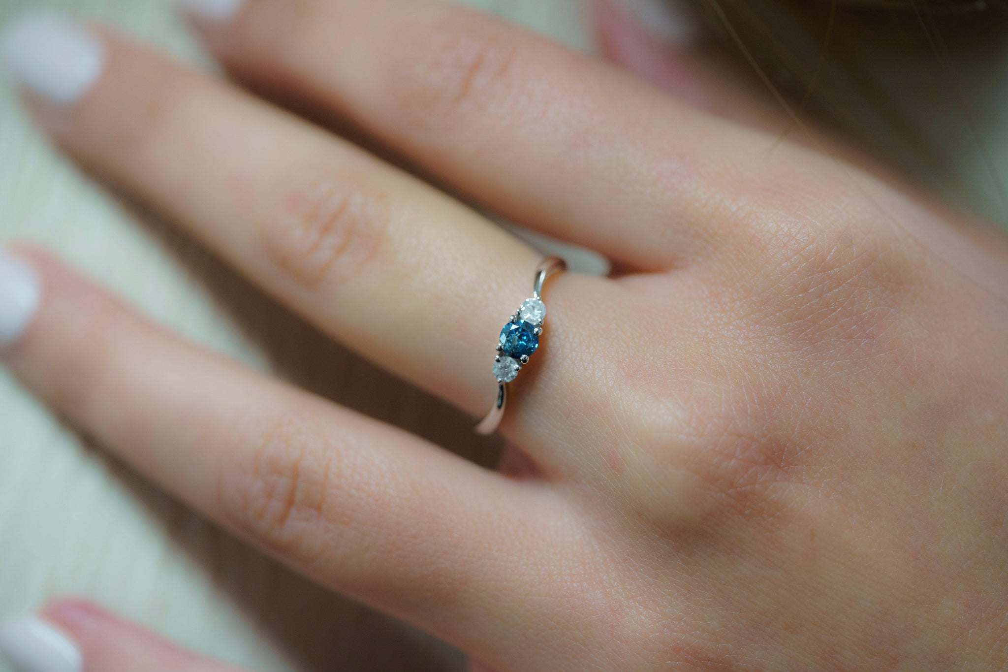 Sapphire and Diamond Right Hand Ring; Sapphire and Diamond Cocktail Ring;  Blue Sapphire Ring; Blue Sapphire and Diamond Ring